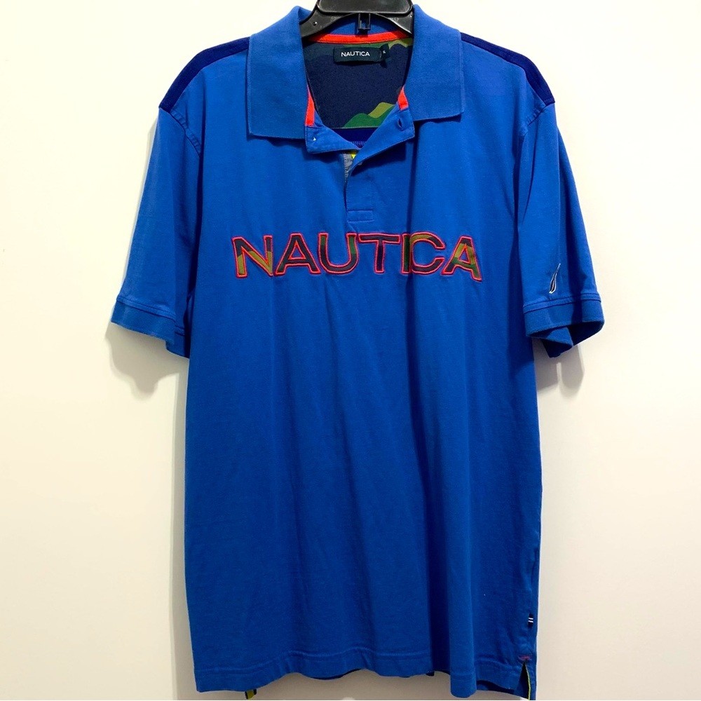 Nautica Men’s Blue/Red Short Sleeve Polo Shirt